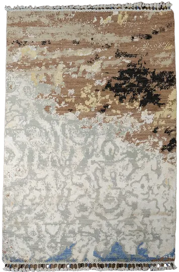 Vegetable Dye Contemporary Abstract Oriental Area Rug 4x6