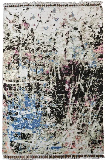Elegant Abstract Design Wool Rug for Modern Interiors 4'x6'