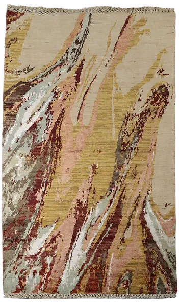 Vegetable Dye Contemporary Abstract Oriental Area Rug 4x7