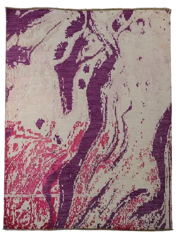 Vibrant Magenta and Lilac Swirl Rug for Artistic Home Decor 4'x6'
