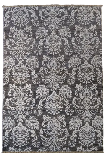 Elegant Brown and Ivory Damask Rug with Classic Floral Patterns 4'x6'