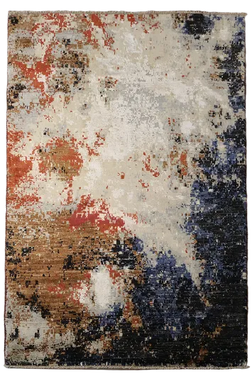 Vibrant Tones and Texture: Bold Abstract Design Rug 4'x6'