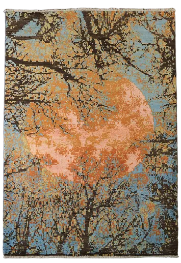Mystical Moon and Branches Inspired Artistic Rug 4'x6'