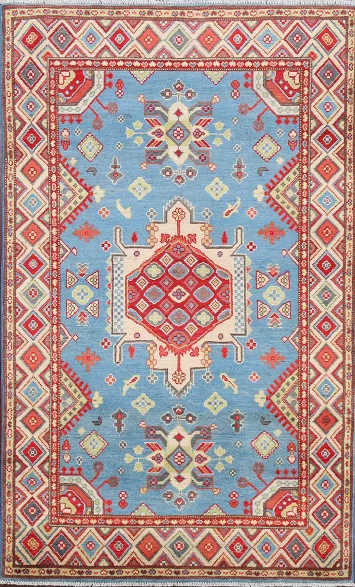 Geometric Kazak Oriental Area Rug 4x6