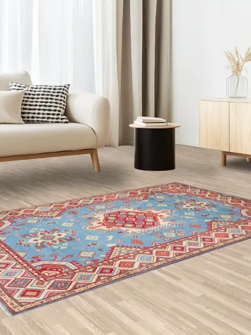 Geometric Kazak Oriental Area Rug 4x6