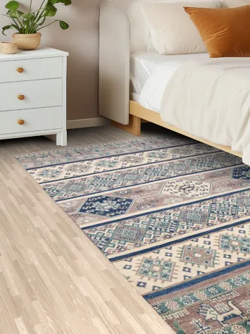 Vegetable Dye Geometric Kazak Oriental Area Rug 4x6