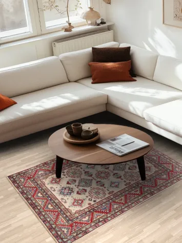 Geometric Kazak Oriental Area Rug 4x6