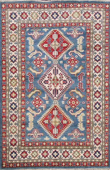 Geometric Kazak Oriental Area Rug 4x6