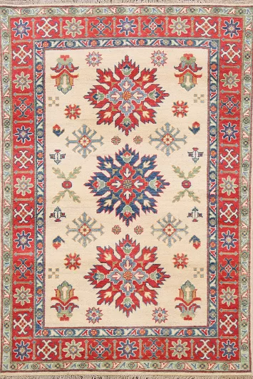 Geometric Kazak Oriental Area Rug 4x6