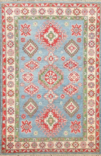 Geometric Kazak Oriental Area Rug 4x6