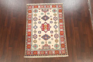 Geometric Kazak Oriental Area Rug 4x6