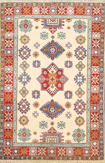 Geometric Kazak Oriental Area Rug 4x6