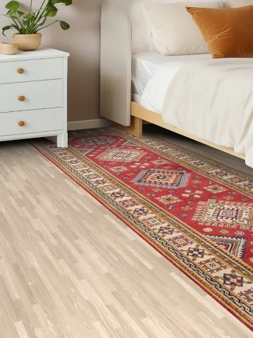 Geometric Red Kazak Oriental Runner Rug 3x8