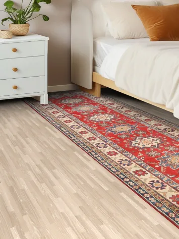 Geometric Red Kazak Oriental Runner Rug 3x8