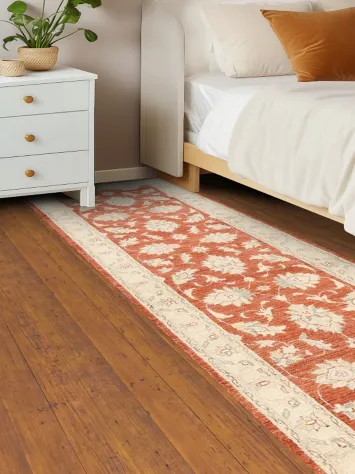 Vegetable Dye Floral Peshawar Chobi Oriental Runner Rug 3x10