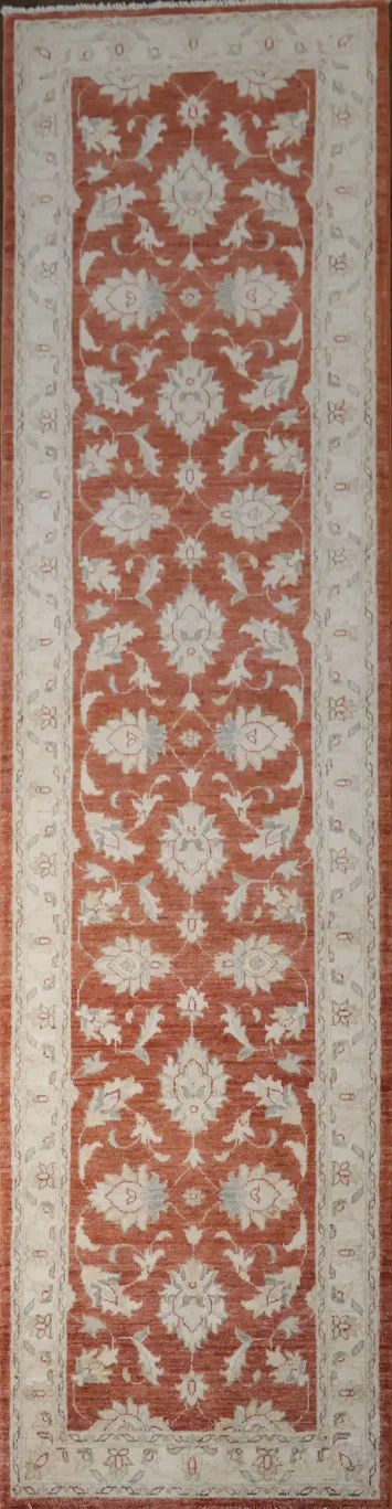 Traditional Rust and Ivory Peshawar Runner 3x10 ft