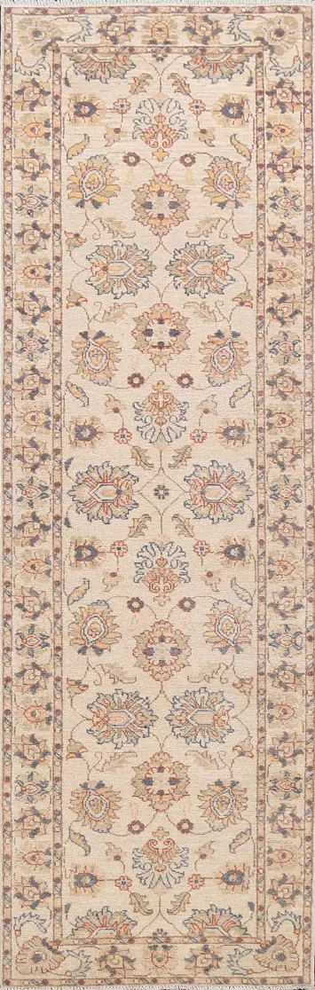 Vegetable Dye Floral Ziegler Oriental Runner Rug 3x10