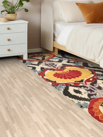 All-Over Floral IKats Oriental Runner Rug 3x8