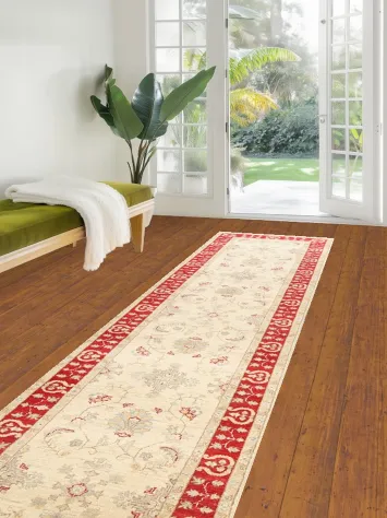 Vegetable Dye Floral Ziegler Oriental Runner Rug 3x12