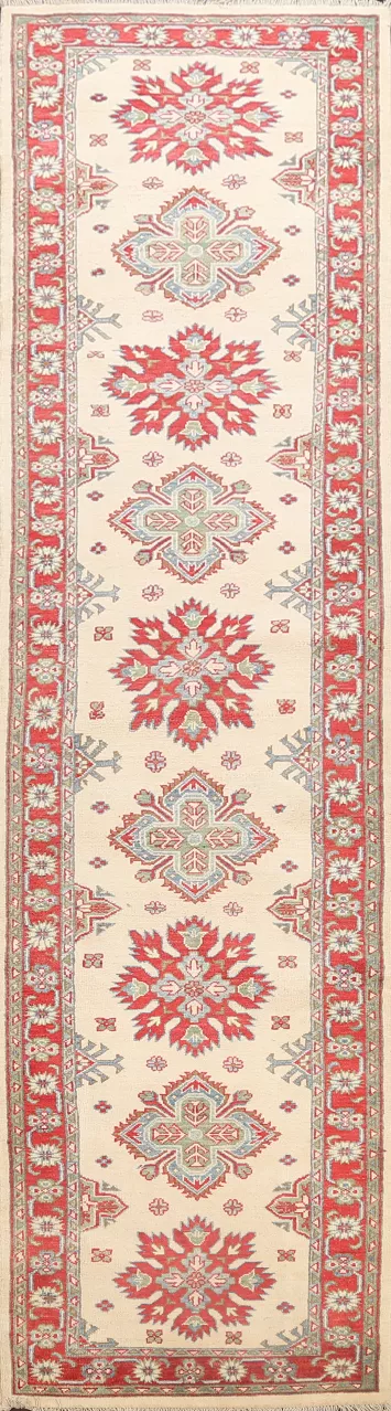 Geometric Kazak Oriental Runner Rug 3x12