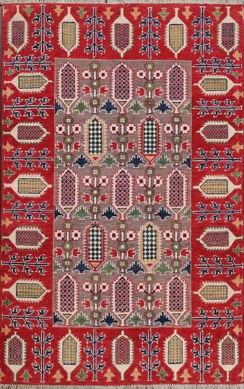 Geometric Kazak Oriental Area Rug 4x6