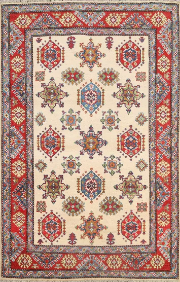 Geometric Kazak Oriental Area Rug 4x6