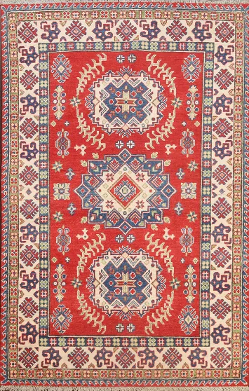 Geometric Kazak Oriental Area Rug 4x6