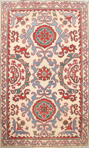 Geometric Kazak Oriental Area Rug 3x4