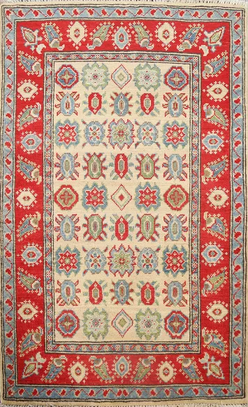 Geometric Kazak Oriental Area Rug 3x4