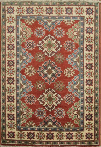 Exquisite Kazak Rug with Rich Geometric Patterns and Vibrant Colors 3x4