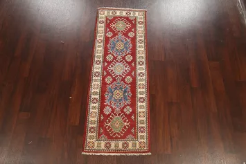Geometric Kazak Oriental Runner Rug 2x6