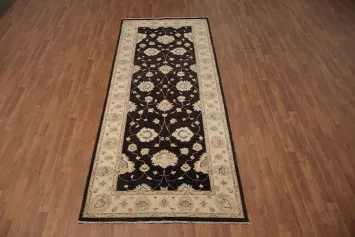 Intricate Floral Patterns in Elegant Dark Brown Rug for Sale 4x10