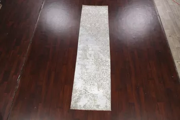 Silver Gray Art & Craft Abstract Runner Rug 3x10