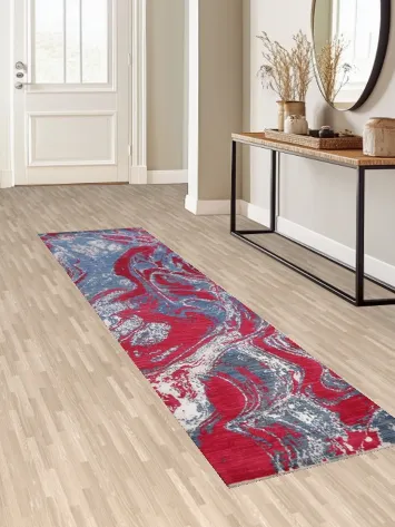 Artistic Contemporary Abstract Oriental Runner Rug 3x10