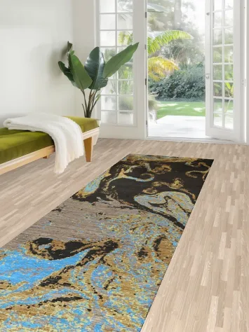 Artistic Modern Abstract Oriental Runner Rug 3x12