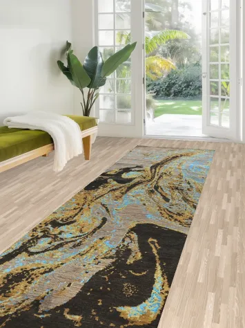 Artistic Modern Abstract Oriental Runner Rug 3x12