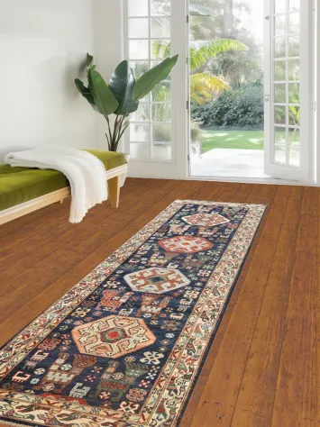 Tribal Geometric Heriz Serapi Oriental Runner Rug 3x10