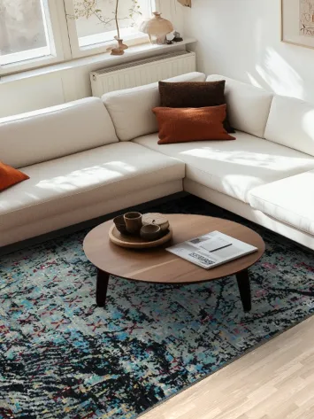 Contemporary Area Rug with Asymmetrical Brushstroke Design 6x9