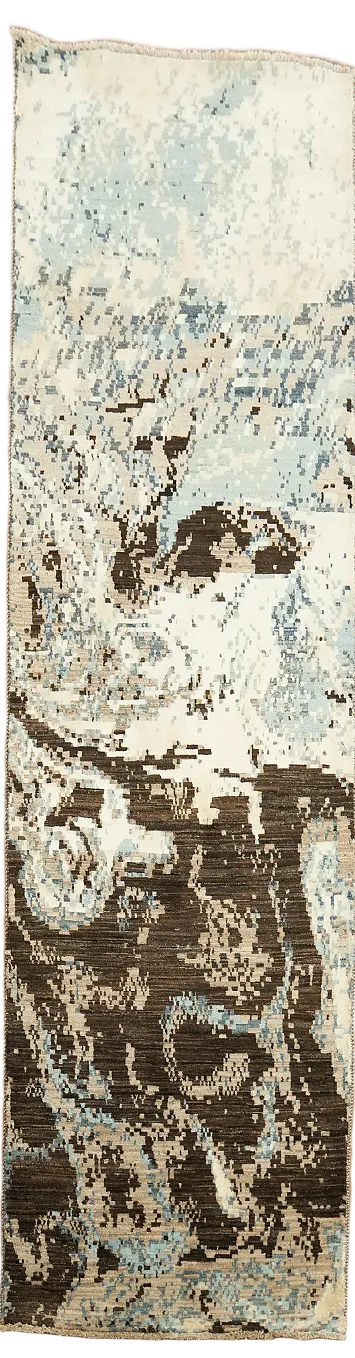 Vegetable Dye Modern Abstract Oriental Runner Rug 3x10