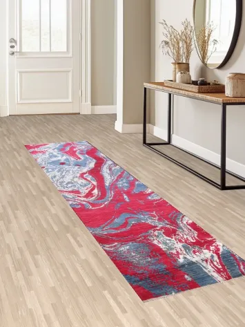 Vegetable Dye Abstract Oriental Runner Rug 3x10