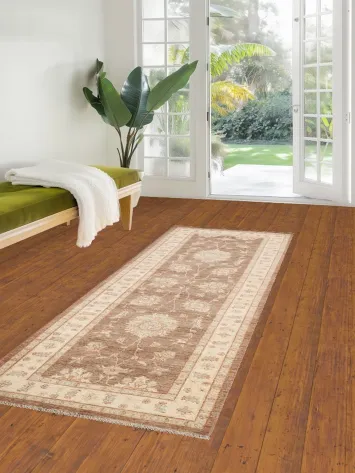 Vegetable Dye Floral Peshawar Chobi Oriental Runner Rug 3x8