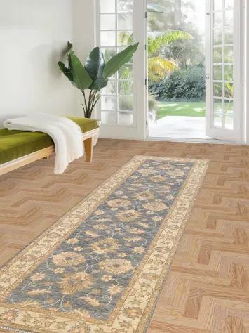 Vegetable Dye Floral Peshawar Chobi Oriental Runner Rug 3x10