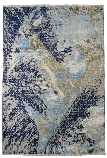 Abstract Ocean Mirage: Blue Splash Rug for Modern Homes 4'x6'
