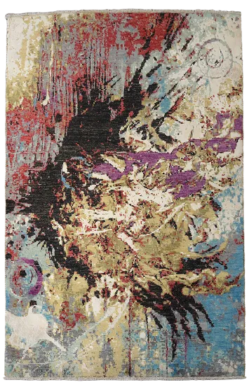 Vegetable Dye Contemporary Abstract Oriental Area Rug 4x6