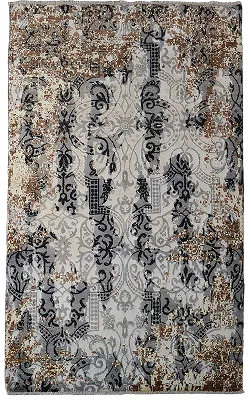 Antique-inspired Rug with Modern Bold Patterns and Swirls 4'x6'