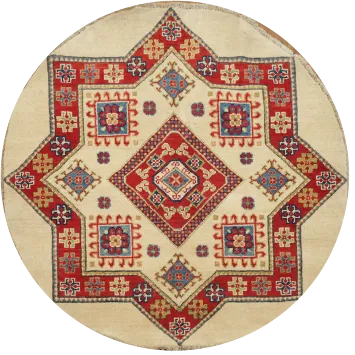 Vegetable Dye Round Kazak Oriental Area Rug 3x3