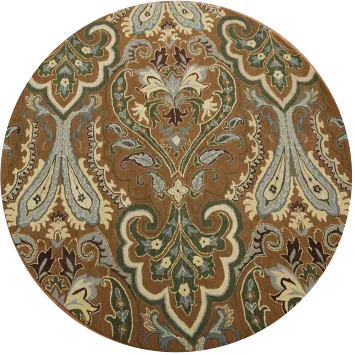 Elegant Decorative Brown and Blue Round Hand-tufted Rug 8x8 ft