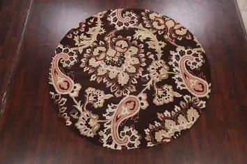 Paisley Brown Floral Round Rug 8x8