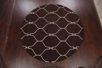 Chocolate Brown Trellis Round Rug 8x8