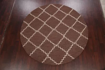Mocha Brown Trellis Round Rug 8x8